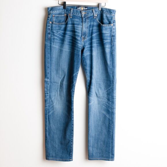 Lucky Brand Jeans 121 Heritage Slim Mens 34x32 Medium Wash Straight Denim - Picture 1 of 13